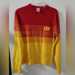 Vintage Alphanumeric Women's Size Medium Sweater Red Yellow Orange Hong Kong